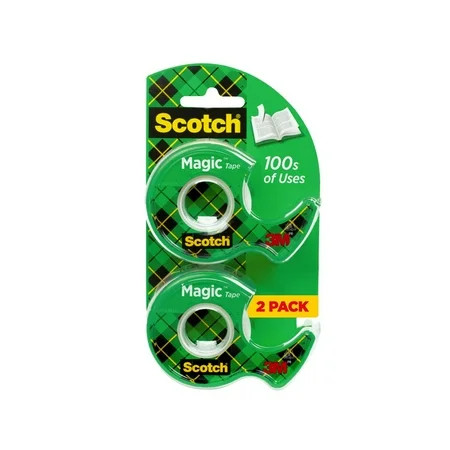 Scotch Magic Tape Dispenser, Clear, Matte, 3/4 in x 600 in, 2 Dispensers | Walmart (US)