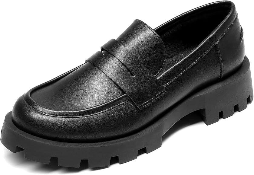 Women's Loafers, Lug Sole Slip On Platform Chunky Penny Loafers for Women Dressy and Work, Busine... | Amazon (US)