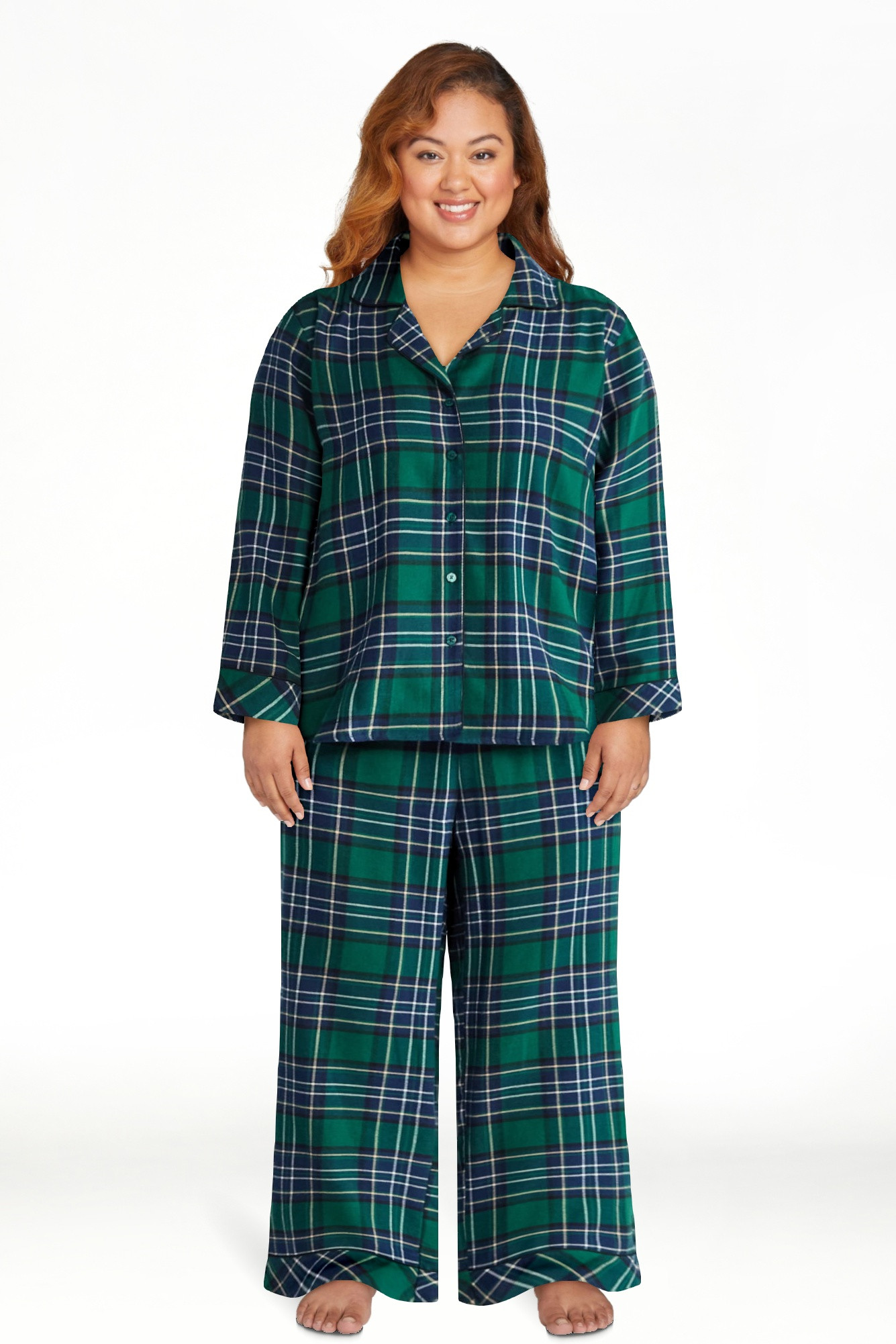 Joyspun Women's Long Sleeve Flannel Sleep Top and Pants Pajama Set, 2-Piece, Sizes XS-3X | Walmart (US)