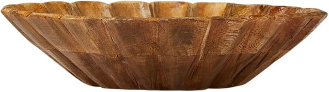 Creative Co-Op Boho Carved Wood Bowl with Scalloped Edge, Natural | Amazon (US)
