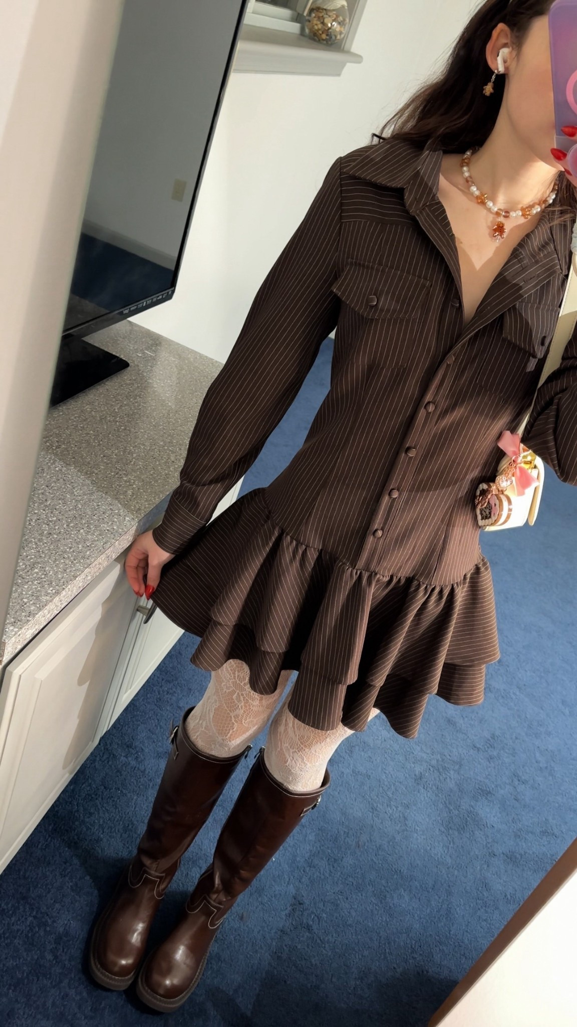 obsessed w/ this dress from cider - use code “WELLERMEGS15” for an extra 15% off! 🫶🏻 here’s what I’m thinking for day 5 of my 12 days of Christmas outfit series - it’s supposed to be a gingerbread inspired look 🤎 I made the necklace + earrings! 

#LTKootd #LTKSeasonal #LTKHoliday