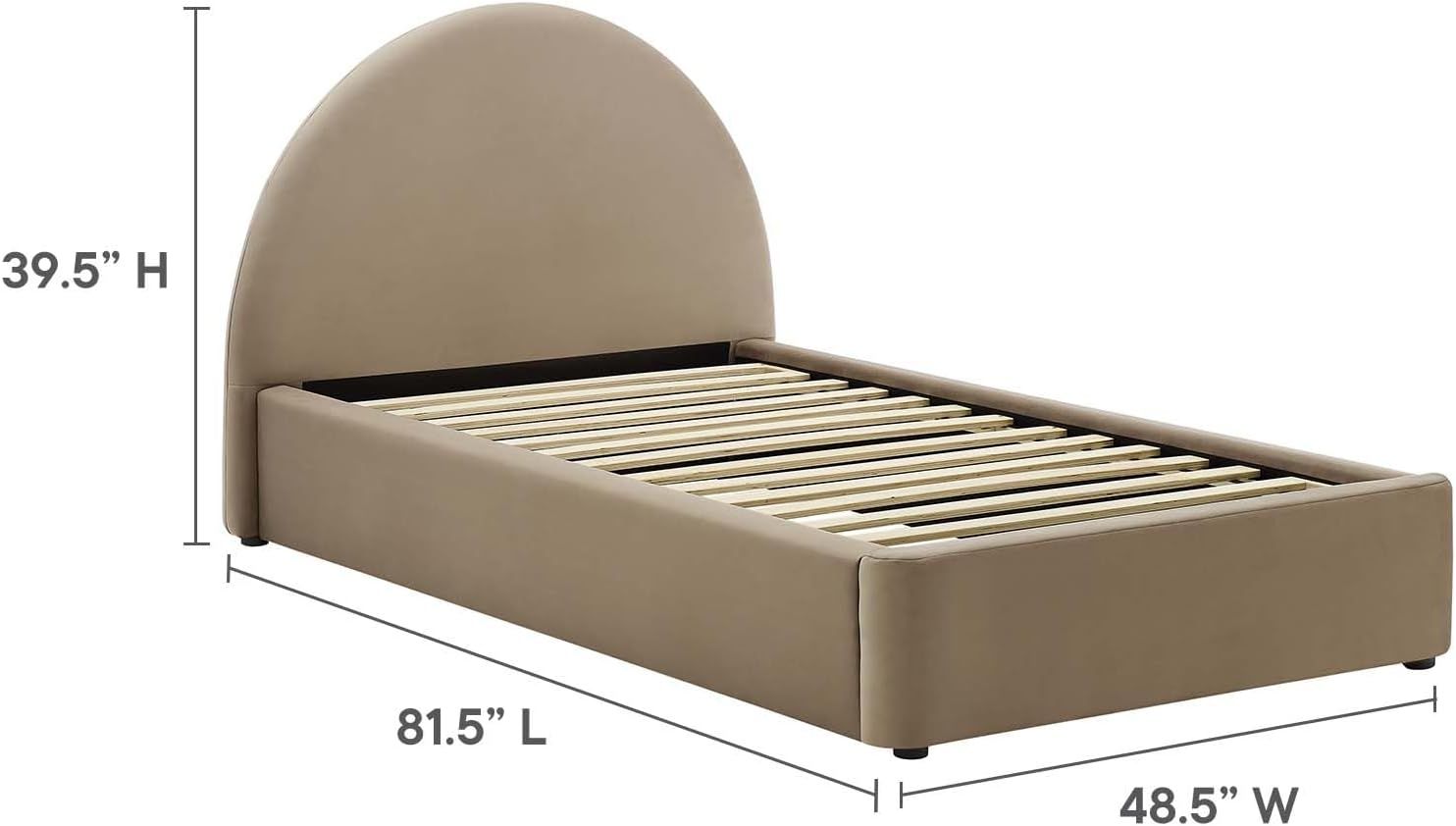 Modway Resort Twin Size Platform Bed with Arch Shaped Round Headboard in Taupe, Upholstered Bed F... | Amazon (US)