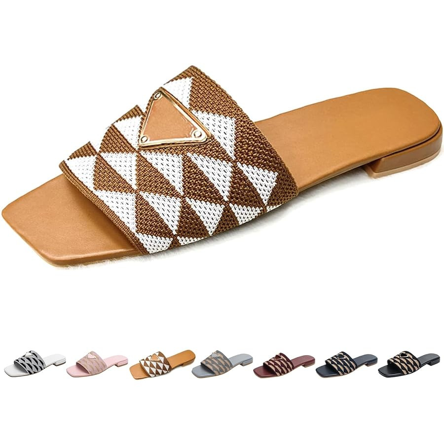 Women's Luxury Embroidered Fabric Slides Fashion Dressy Open Toe Slipper Non-Slip Summer Beach Fl... | Amazon (US)