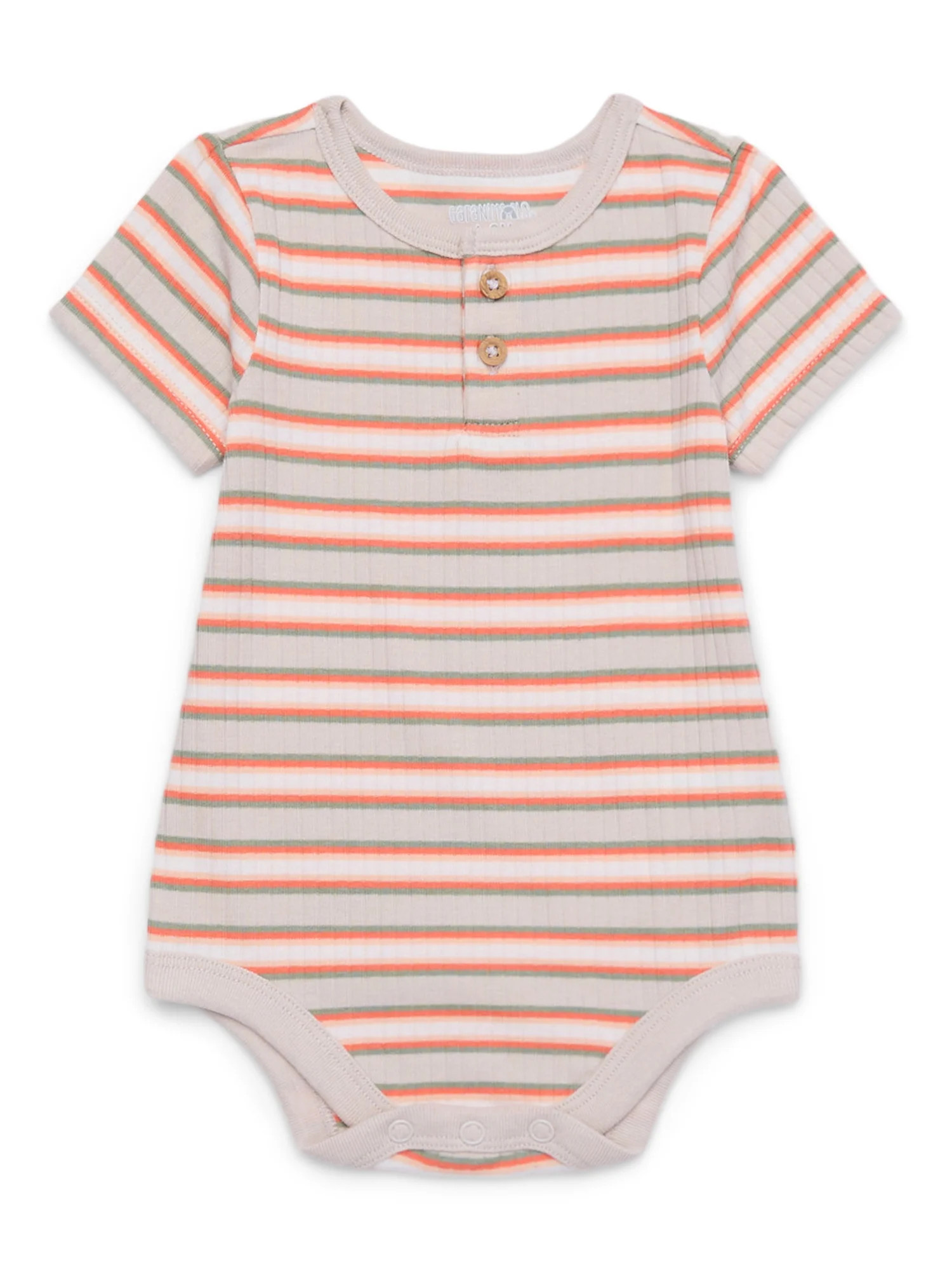 Garanimals Baby Boy Short Sleeve Flat Rib Striped Henley Bodysuit, Sizes 0-24 Months | Walmart (US)