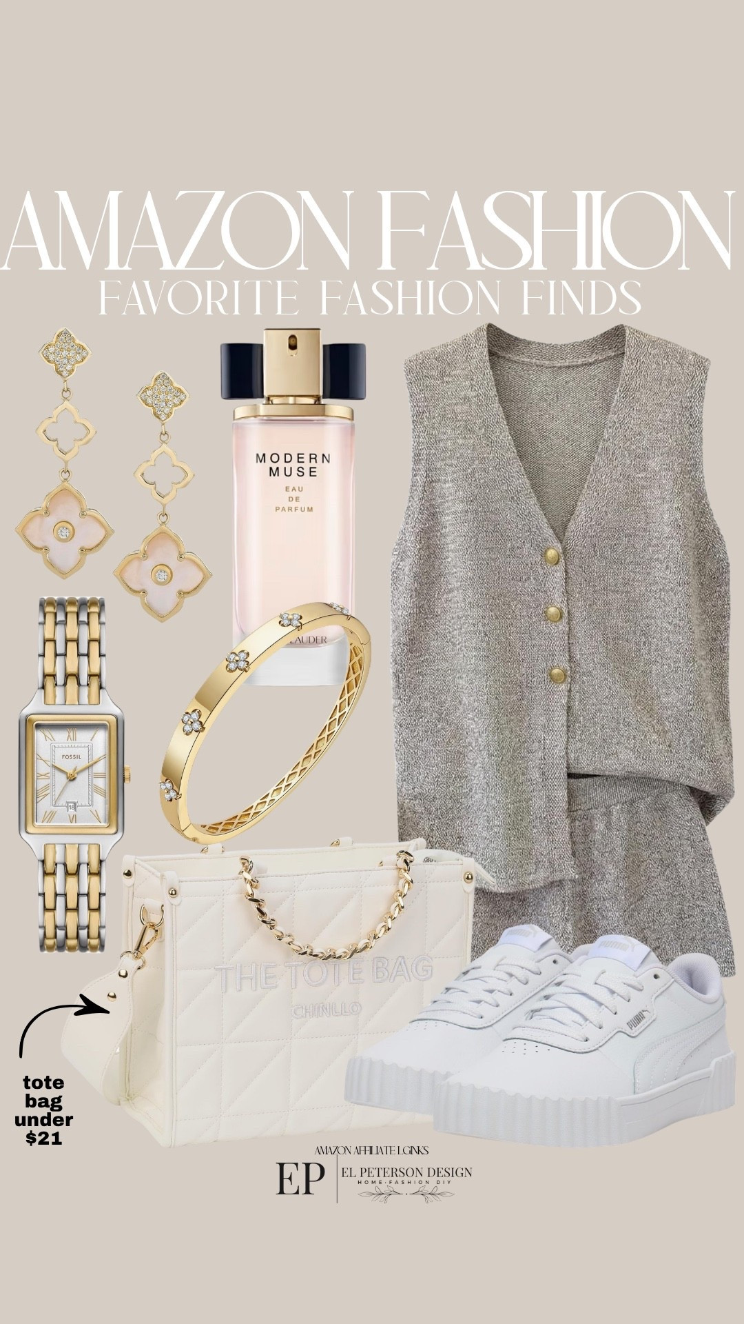 Amazon
2 pc outfit
Perfume
Bracelet
Purse
Sneakers
Watch
Earrings