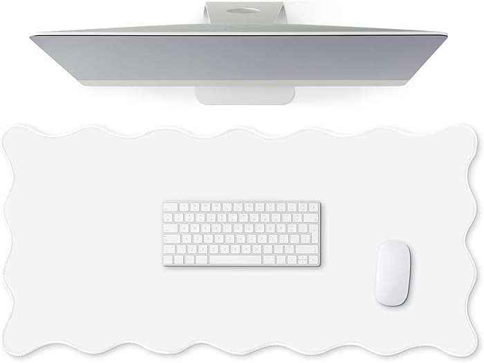 Scalloped Desk Mat Large Scalloped Piping Cute Desk Mat Aesthetic Preppy Table Pad Large Nonslip ... | Amazon (US)