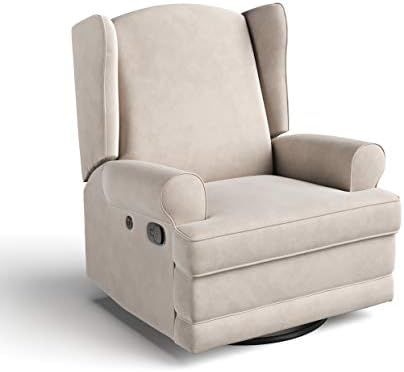 STORKCRAFT Serenity Wingback Upholstered Reclining Glider with USB 360 Degree Swivel Rocker Chair... | Amazon (US)