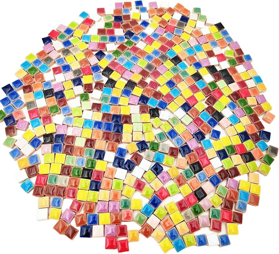500PCS / 1.1LB Square Ceramic Mosaic Tiles, 0.4 x 0.4 inch Handmade Making Creative Micro Mosaic ... | Amazon (US)