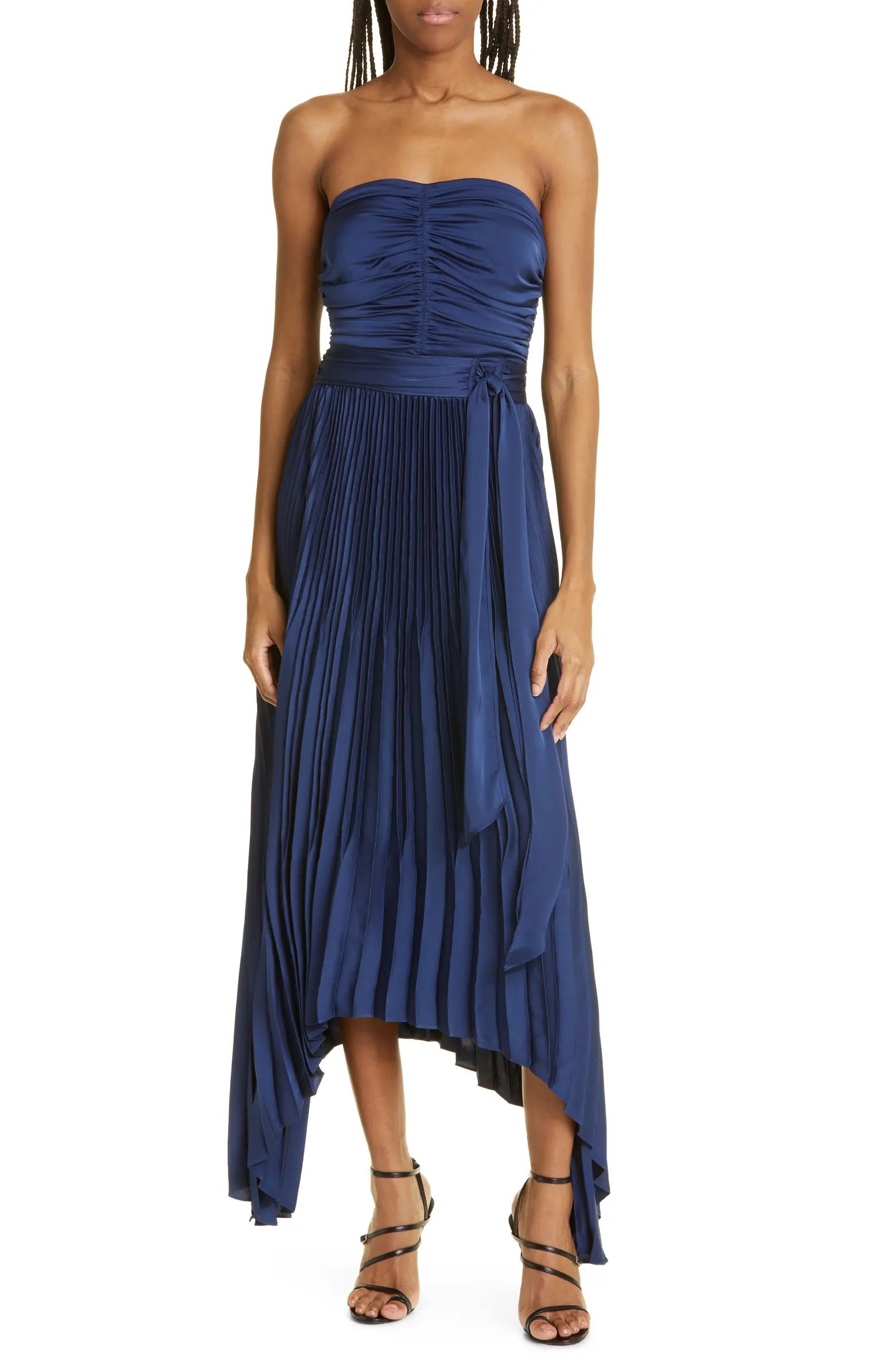 Fernanda Ruched Pleated Strapless Maxi Dress | Nordstrom
