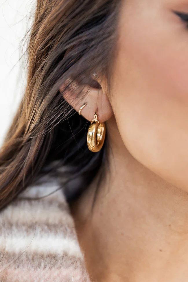 Can't Stop Your Shine Gold Chunky Small Hoops | Pink Lily