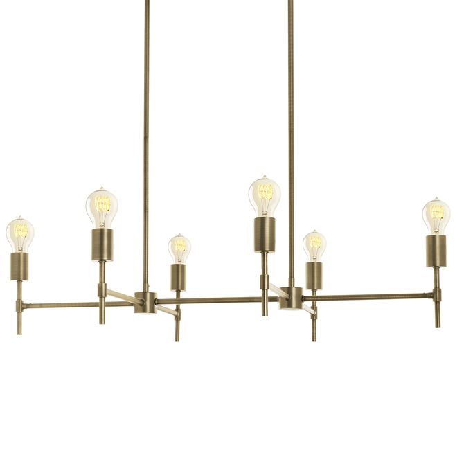 Prospect 6-Light Linear Chandelier, Aged Brass | Lights.com