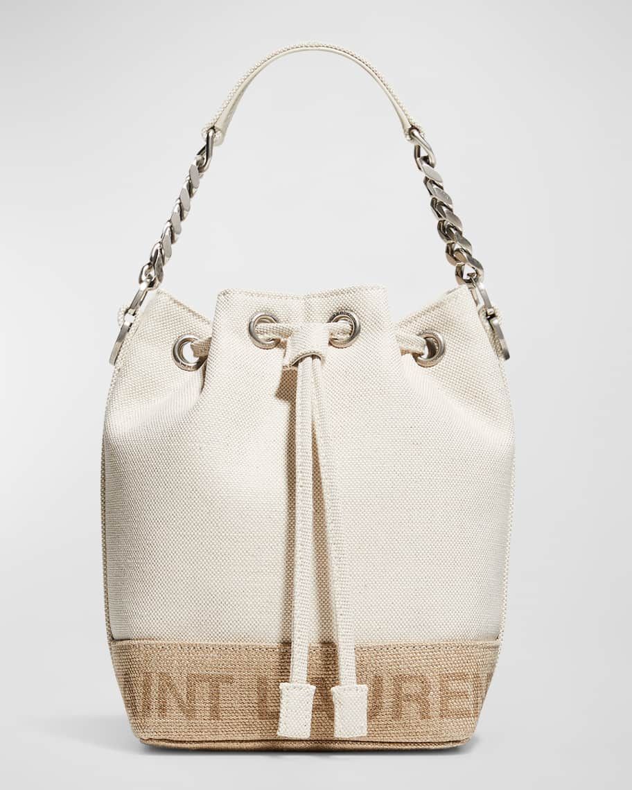 Saint Laurent Mini Chevron Canvas Bucket Bag | Neiman Marcus