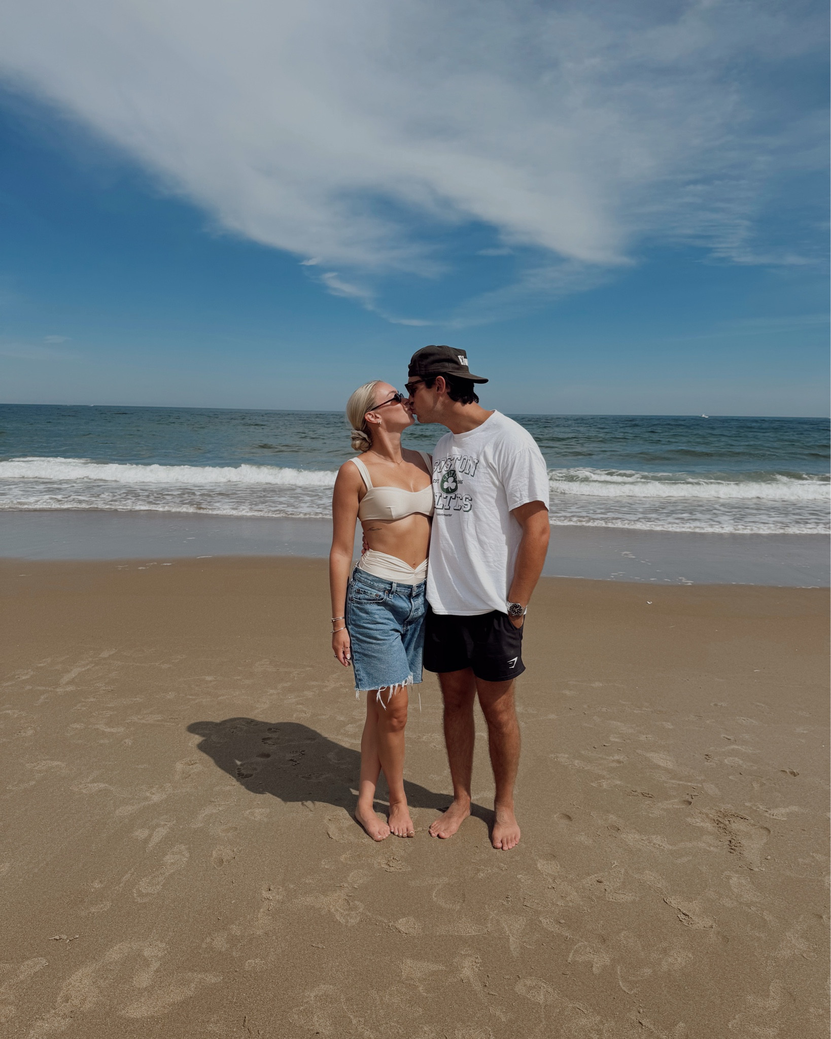 Newlywed weekend style 💍☀️ Strolling the beaches of Plum Island in my Levi’s mid-thigh denim shorts + Aster bikini from Revolve. Linking similar styles + hubbys go-to athletic fit… most importantly his Tissot watch (my wedding gift 🥹).

#LTKMens #LTKWedding #LTKSwim
