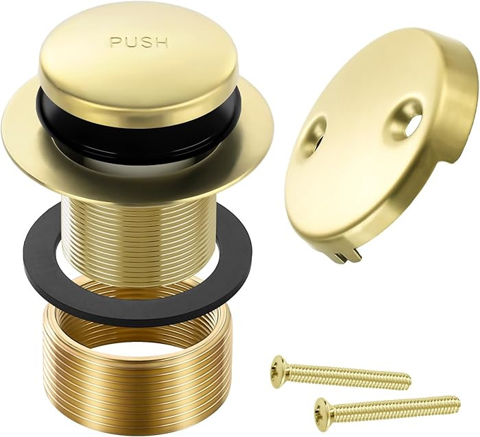 Gold Bathtub Drain Tip-Toe Tub Trim Set with Two-Hole Overflow Faceplate Bathroom Tub Drains Repl... | Amazon (US)