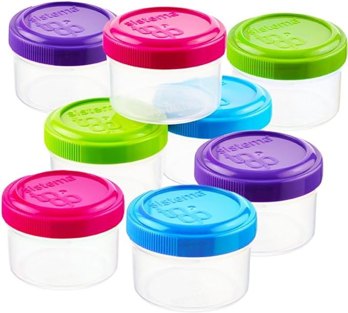 Sistema To Go Collection Dressing Food Storage Containers, 1.1 Ounce, Assorted Colors, Set of 8 | Amazon (US)