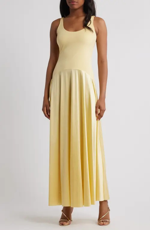 Rare London Curved Waist Maxi Dress in Yellow at Nordstrom, Size Large | Nordstrom