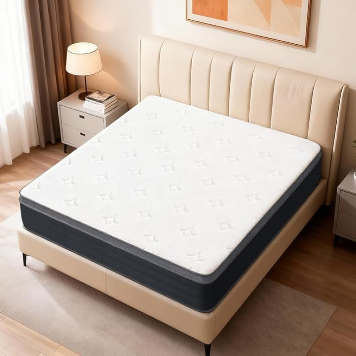 EIUE Mattress,Pocket Spring,Medium Firm,Breathable & Supportive,Queen,10 Inch Hybrid,White | Amazon (US)