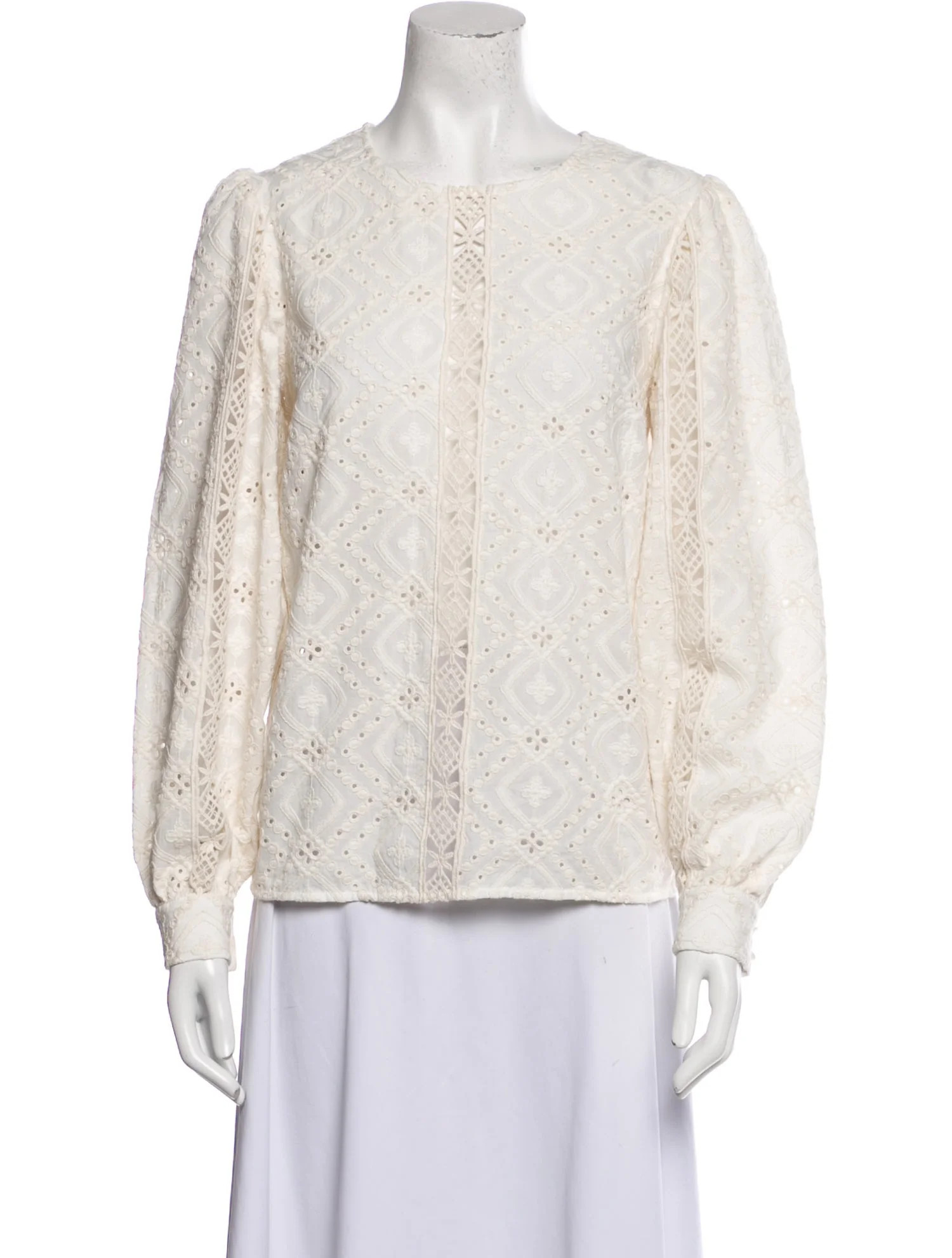 Lace Pattern Crew Neck Blouse | The RealReal