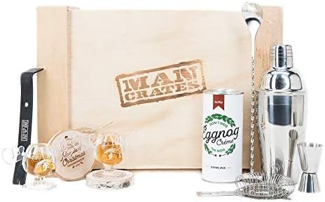 Christmas Cocktail Crate by Man Crates – Includes Cocktail Shaker, Jigger, Spoon – 2 National... | Amazon (US)