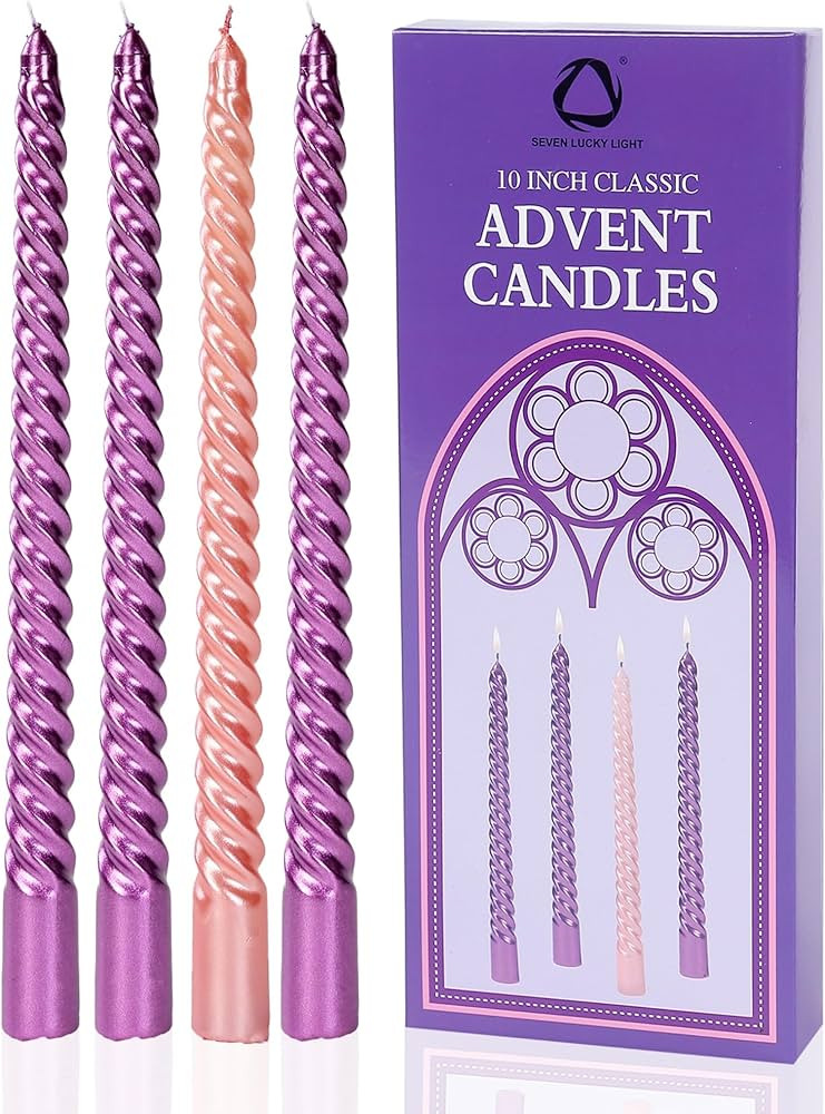 10 inch Christmas Advent Candles Set of 4 | 3 Purple 1 Pink Packs Advent Candles Nativity Scene C... | Amazon (US)