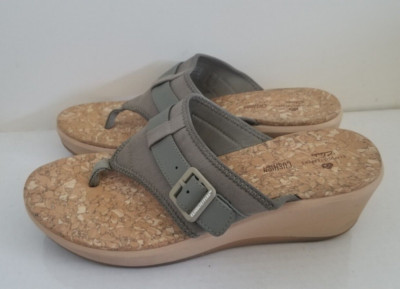 Clarks Women's Step Cali Sail Wedge Thong Sandal Dusty Gray Canvas Size 8.5 M  | eBay | eBay US