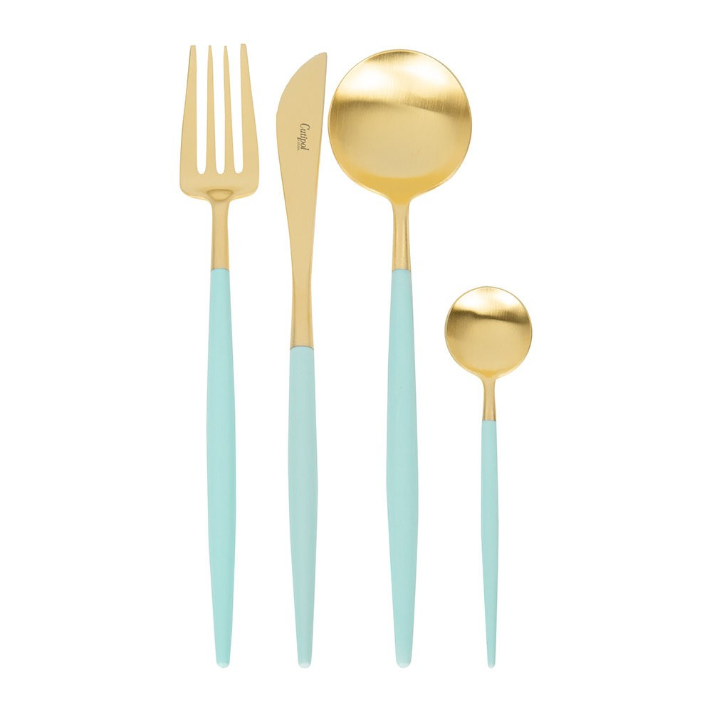 Goa Cutlery Set - 24 Piece - Gold/Turquoise | Amara (UK)