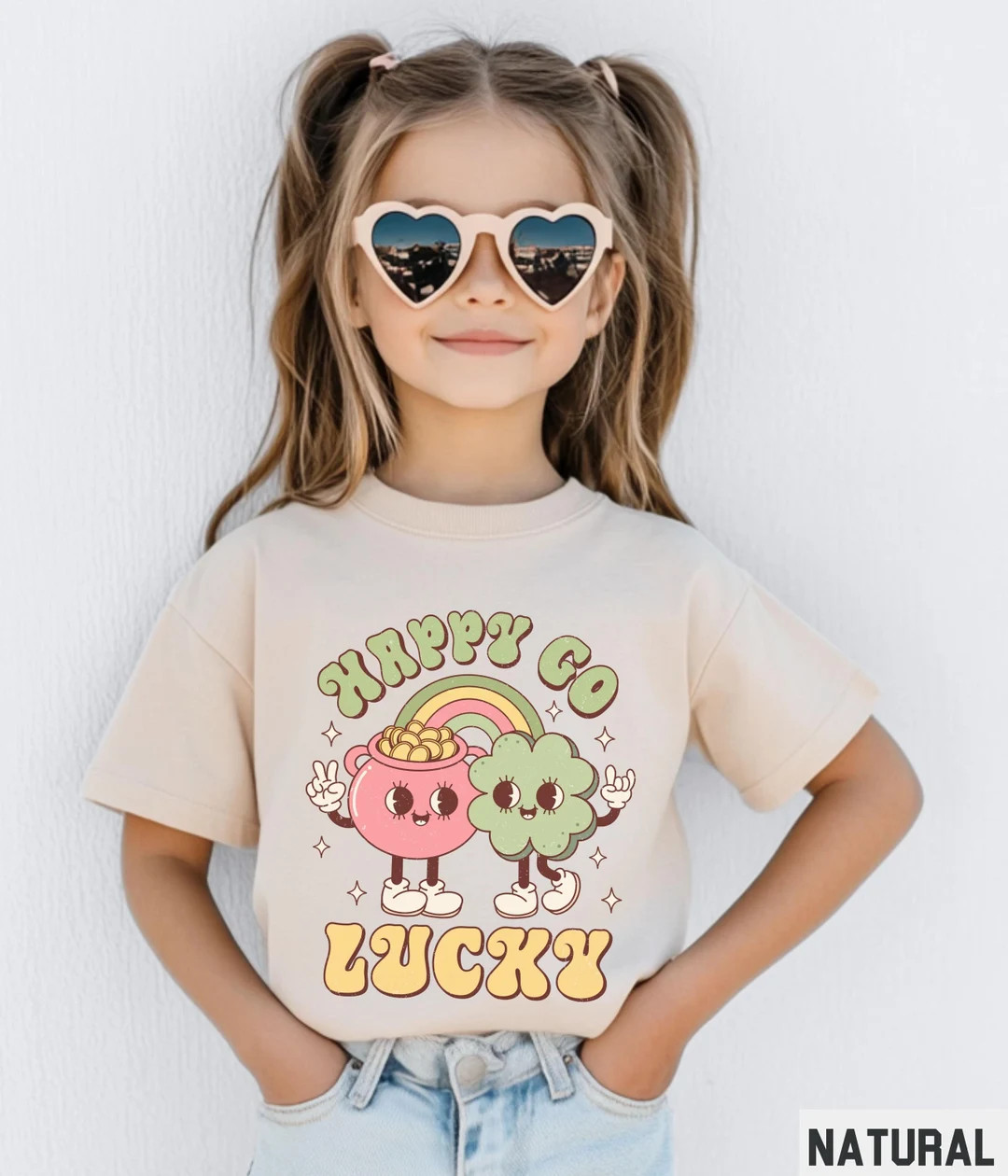 Kids St. Patricks Day Shirt, Lucky Retro Graphic Tee, Aesthetic Vintage Girls Saint Pats Tshirt, ... | Etsy (US)