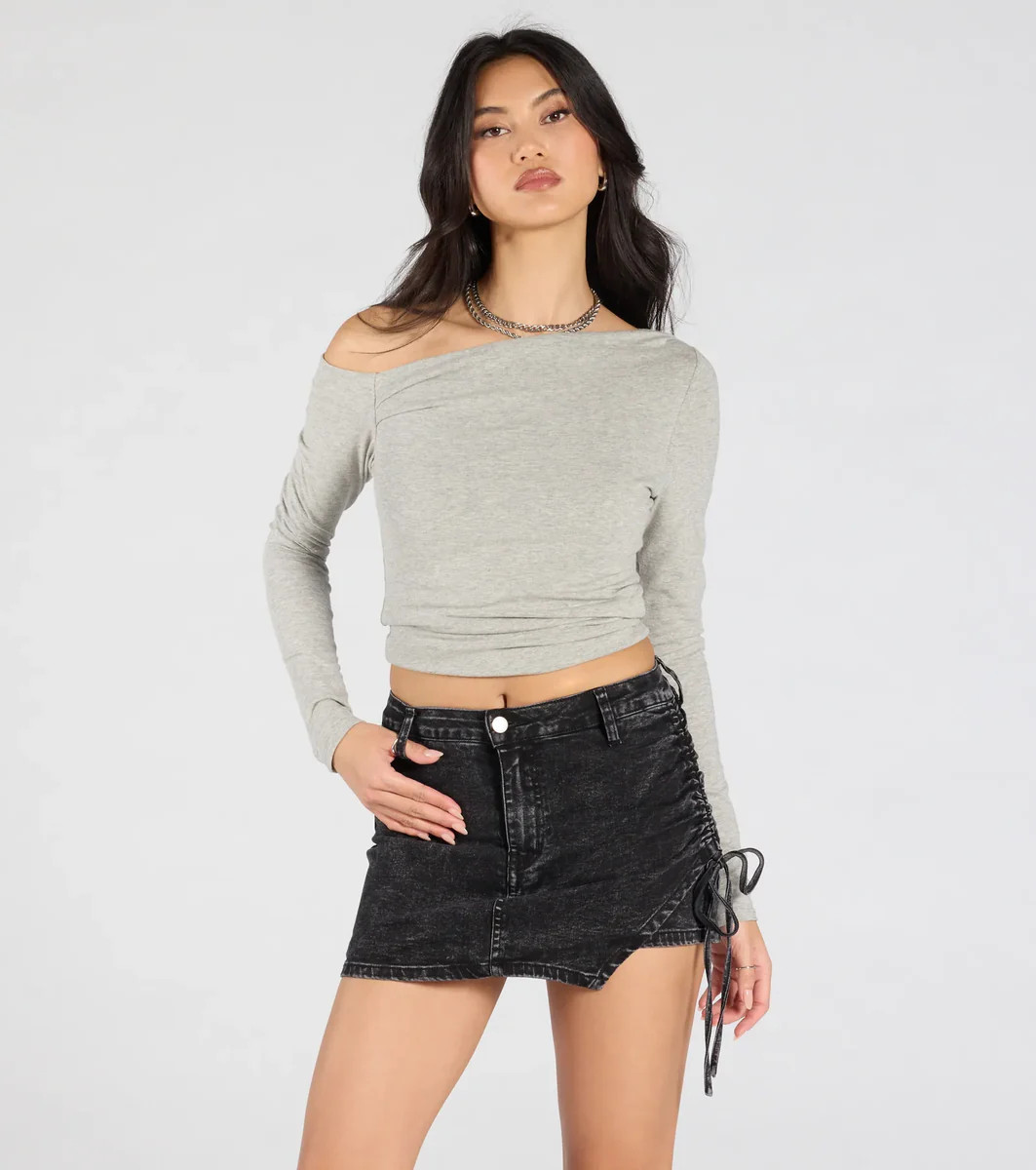 Always Cool Ruched Denim Mini Skort | Windsor Stores