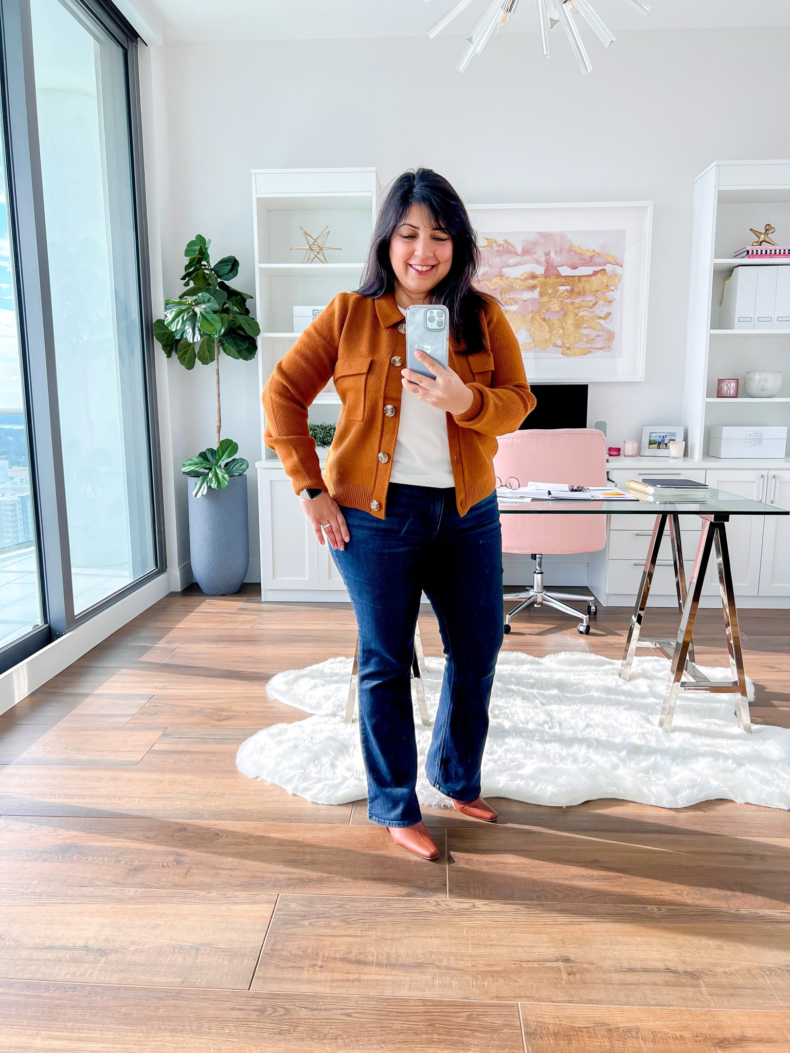 Loft Sale! Extra 50% off sale + free shipping! Love this cute little sweater jacket! Wearing it here in size large petite. Brown boots run small so size up. Wit and Wisdom bootcut jeans size 12 petite.

#LTKSaleAlert #LTKCyberWeek #LTKSeasonal