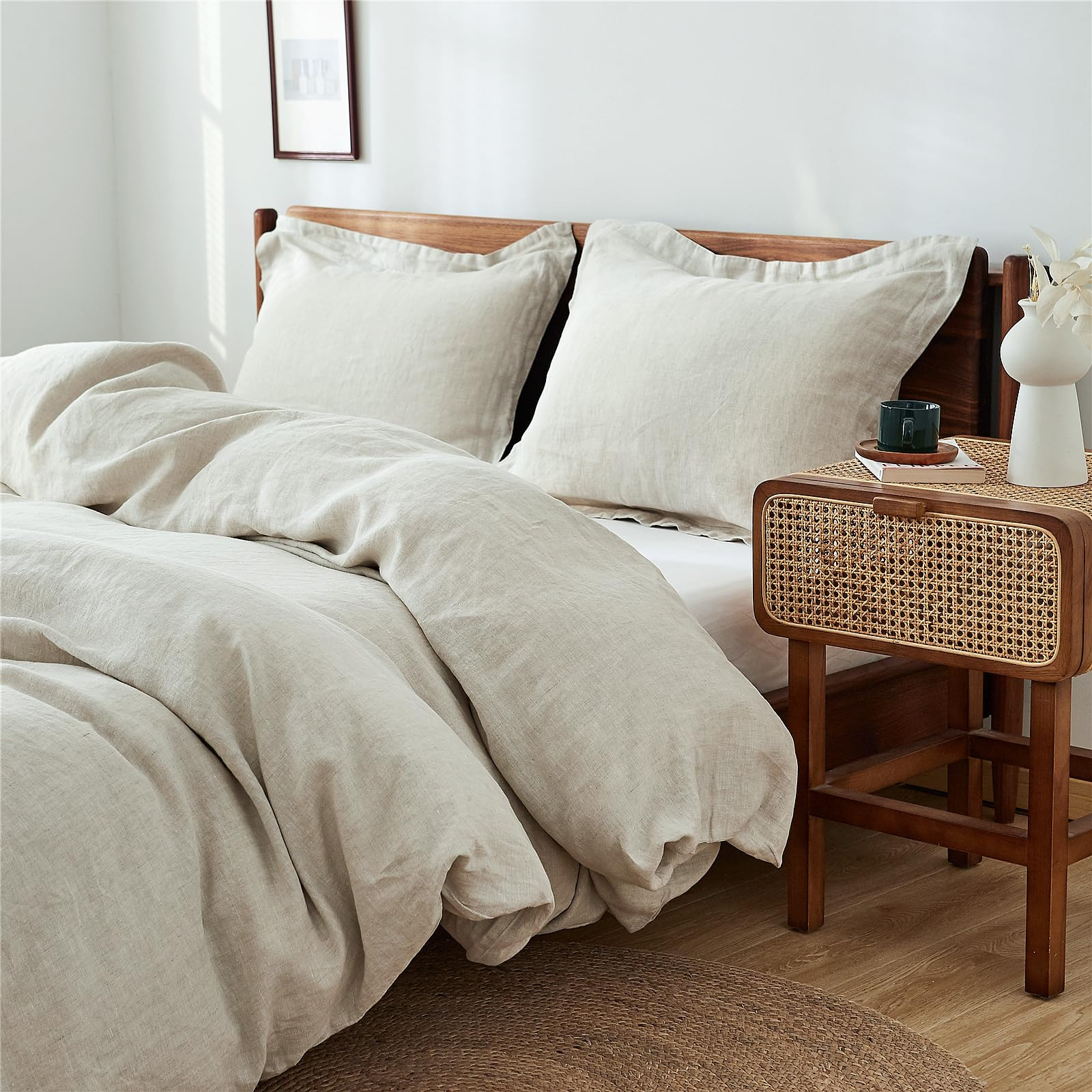 Simple&Opulence 100% Linen Duvet Cover Set 3pcs Basic Style Natural French Washed Flax Solid Colo... | Amazon (US)