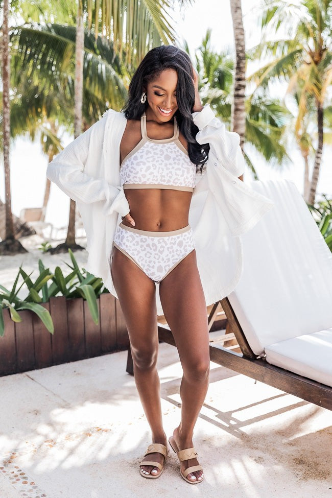 Catch The Ocean Taupe Leopard Print Bikini Top FINAL SALE | The Pink Lily Boutique