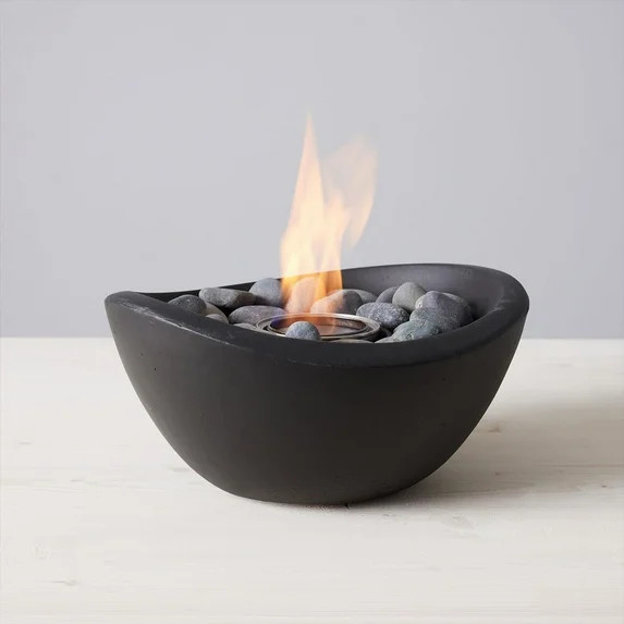 TerraFlame Wave Table Top Fire Bowl Gel Fuel - Stone Cast - Comex Black | Walmart (US)