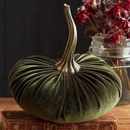 6.25 inch Large Velvet Pumpkin Olive Green, Handmade Home Decor, Holiday Mantle Decor, Fall Hallowee | Amazon (US)