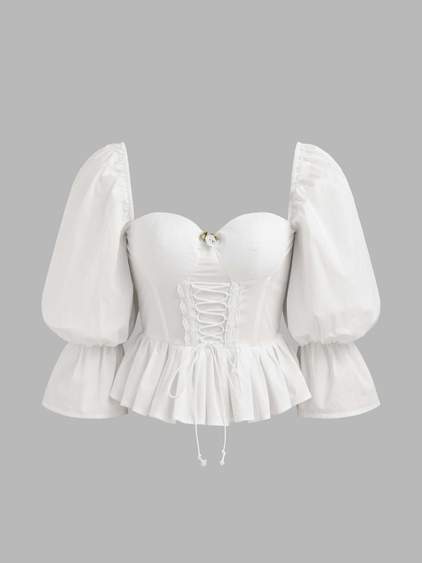 Party Dress For Party New Years Holiday Dress Woven Lace Up Ruffle Hem Corset Puff Sleeve Blouse ... | Cider