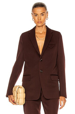 Bottega Veneta Sartorial Grain De Poudre Blazer in Burgundy - Burgundy. Size 40 (also in ). | FWRD 