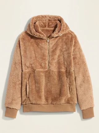 Plush Sherpa Faux-Fur 1/2-Zip Hoodie for Women | Old Navy (US)