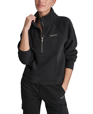 DKNY Sport Women's Mockneck Studded-Logo Half-Zip Fleece Sweatshirt - Macy's | Macy's