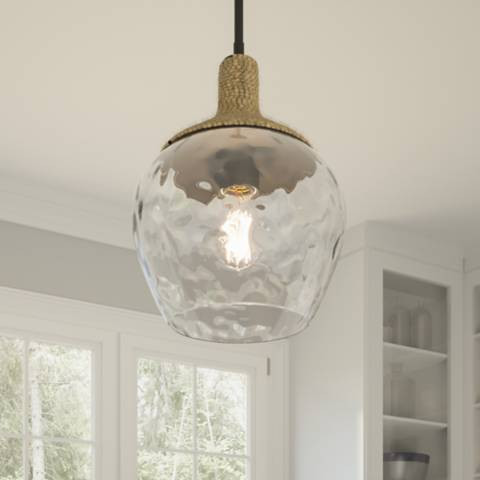 Quoizel Royer 12" Wide Black Metal Water Glass Mini Pendant - #050T2 | Lamps Plus | Lamps Plus