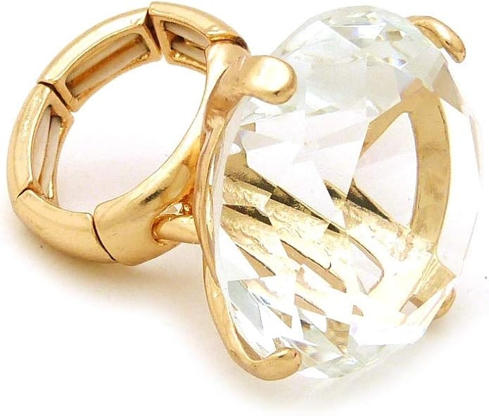 Women's Extra Big Crystal Colorful Stone Stretch Ring | Amazon (US)