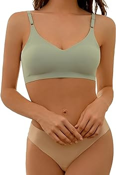 DEANGELMON 4 Pieces V Neck Bralettes Padded Seamless Adjustable Straps Bra Everyday Basic Sleepin... | Amazon (US)