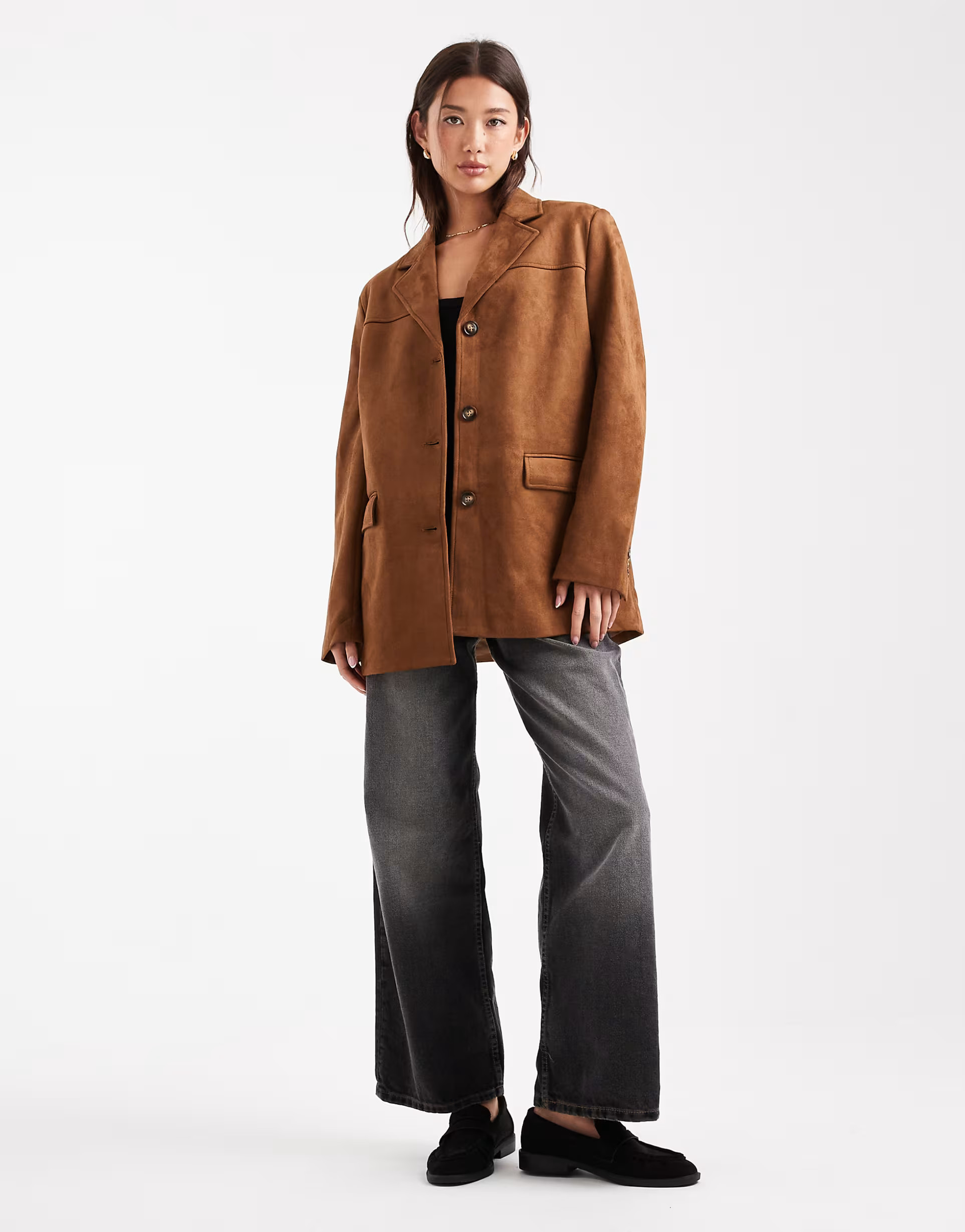 Vero Moda faux suede oversized blazer in camel | ASOS (Global)