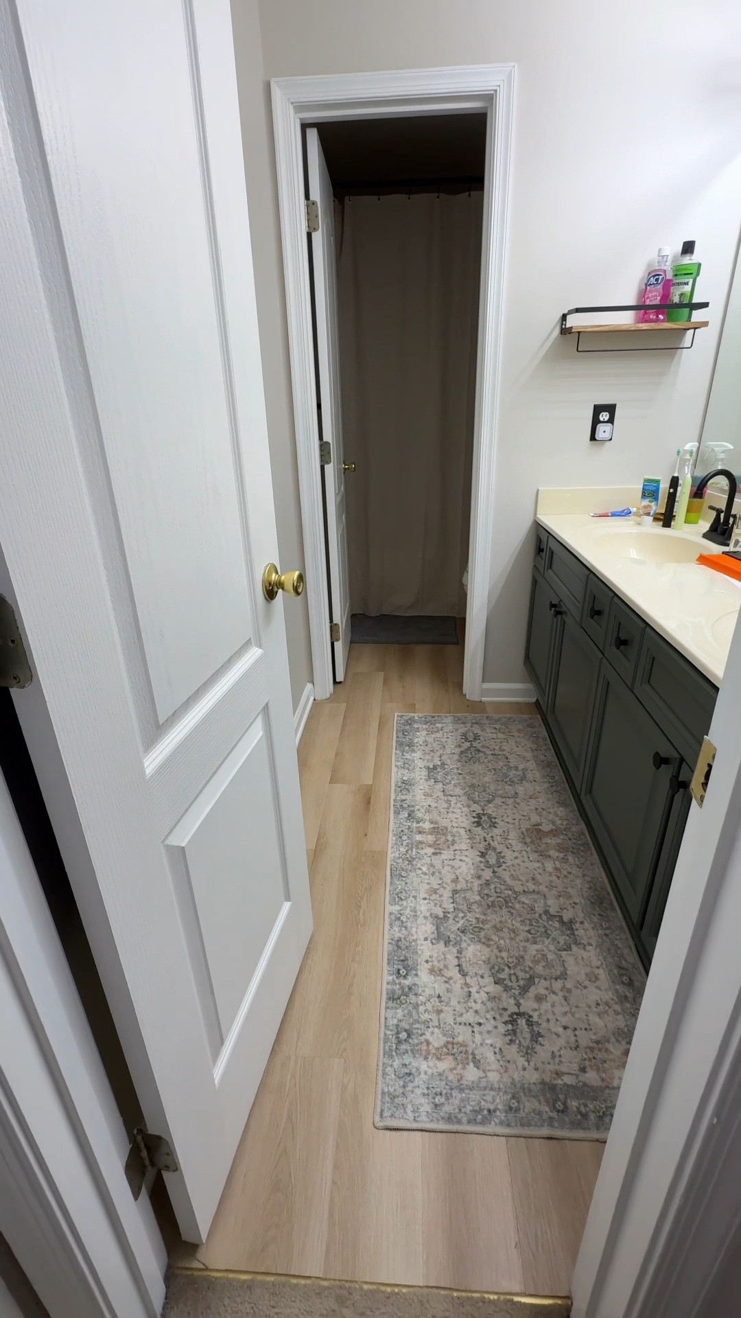 Kids bathroom progress 
Wall color is Sherwin Williams drift of Mistt

#LTKHome #LTKFamily #LTKFindsUnder50