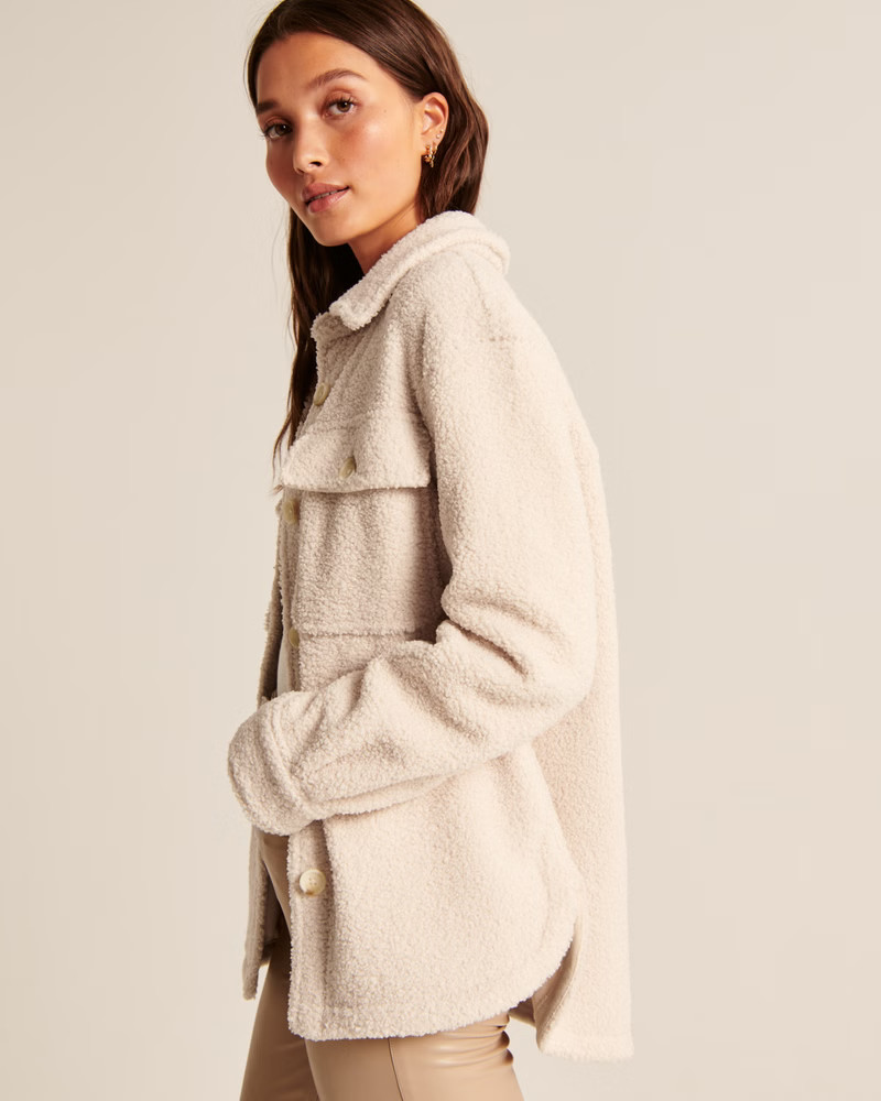 Women's Sherpa Shirt Jacket | Women's Tops | Abercrombie.com | Abercrombie & Fitch (US)