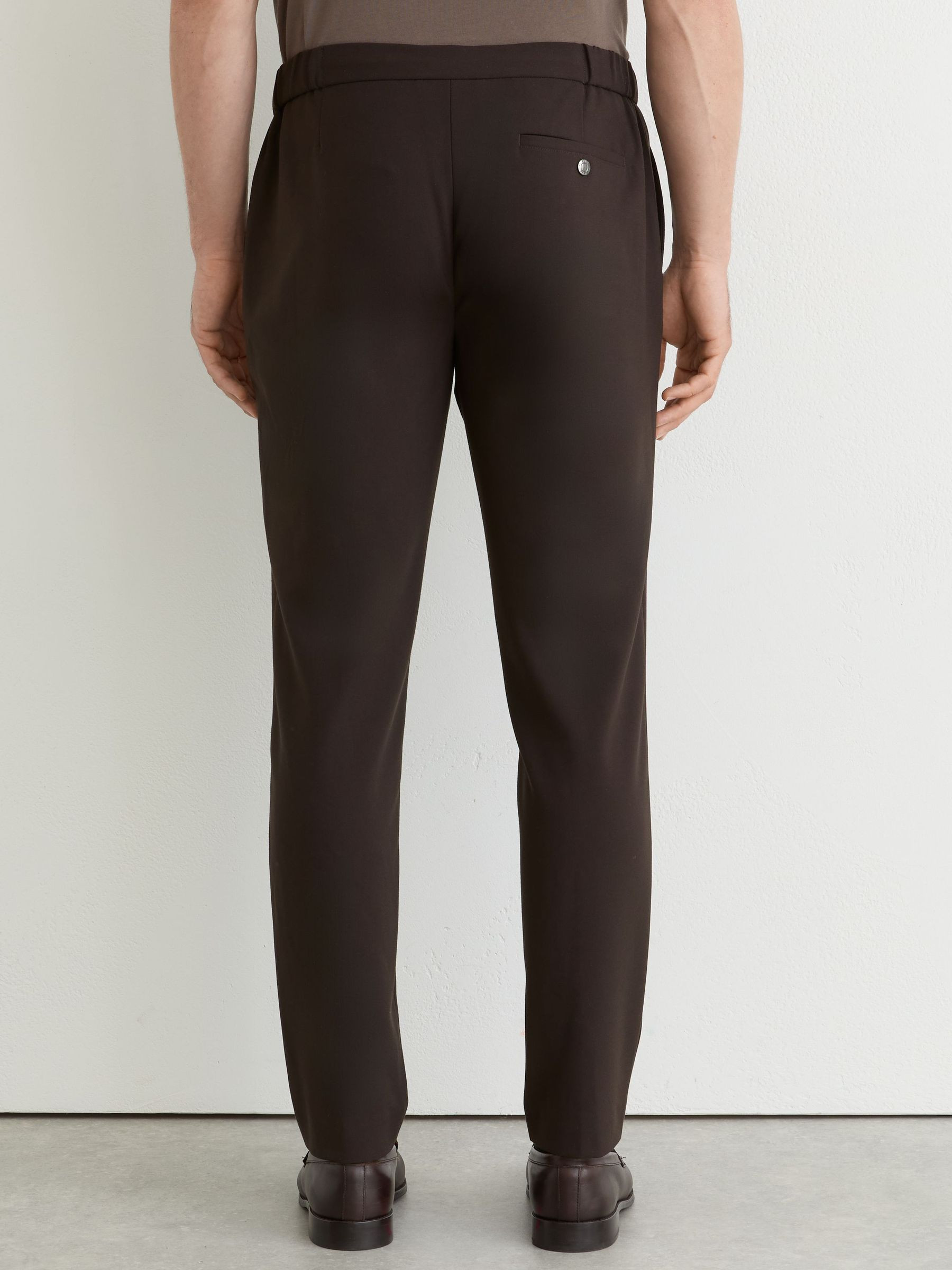 Reiss Slim Fit Stretch Drawstring Trousers in Brown | REISS | Reiss US