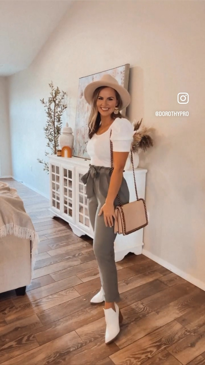 My favorite Amazon work pants!!! You’ll want them in every color. Super stretchy, comfortable & dont show wrinkles!!! Win win!!! 

Linked my white ribbed top, Amazon pants, straight leg dress pants, tie waist is removable if you want to add a belt! Beige designer lookalike purse & amazon hat!! 

#LTKstyletip #LTKworkwear #LTKVideo