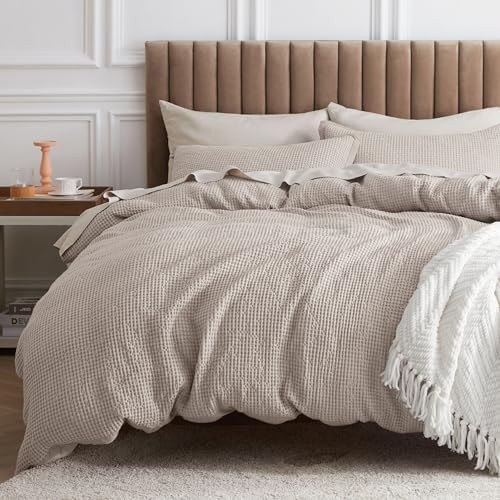 Bedsure Cotton Duvet Cover King - 100% Cotton Waffle Weave Linen Color Duvet Cover, GentleSoft™... | Amazon (US)