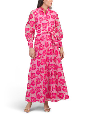 Long Sleeve Floral Embroidered Maxi Dress With Buttons | Casual Dresses  | Marshalls | Marshalls