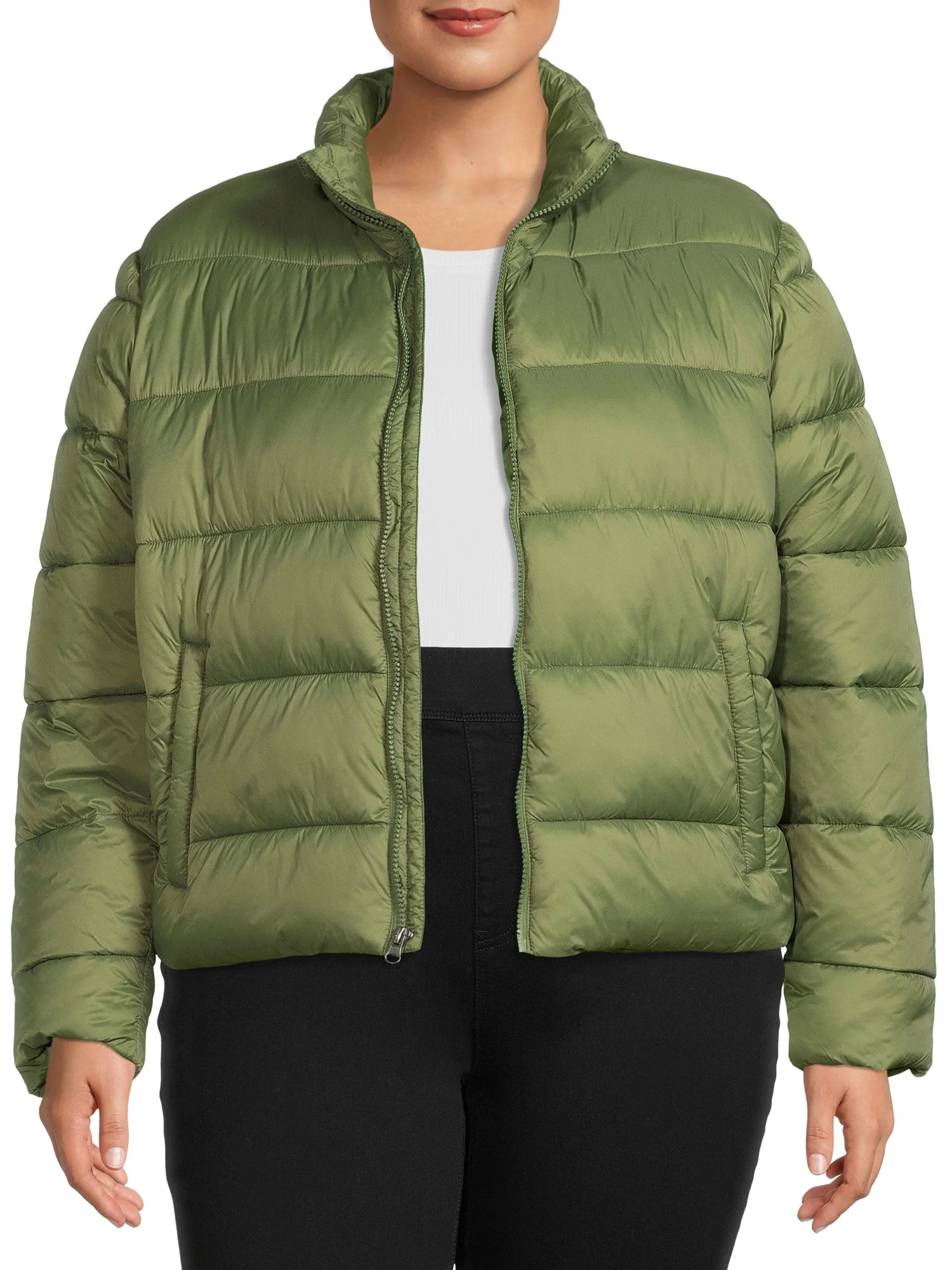 Time and Tru Women's and Plus Puffer Jacket - Walmart.com | Walmart (US)