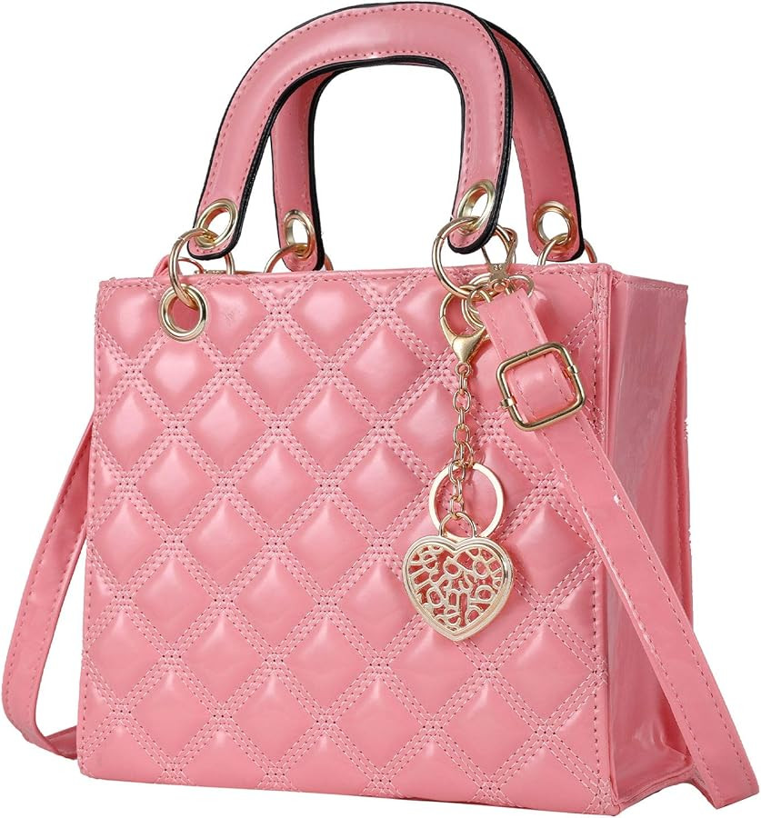 Purses and quilted Handbags for Women Shiny Patent Ladies Chain Top Handle Satchel Shoulder Tote ... | Amazon (US)