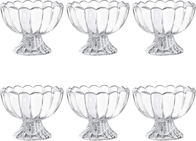 Cezoyx 6 Pack Glass Dessert Bowls - 5 Oz Footed Dessert Cups Glass Ice Cream Cups for Dessert, Su... | Amazon (US)
